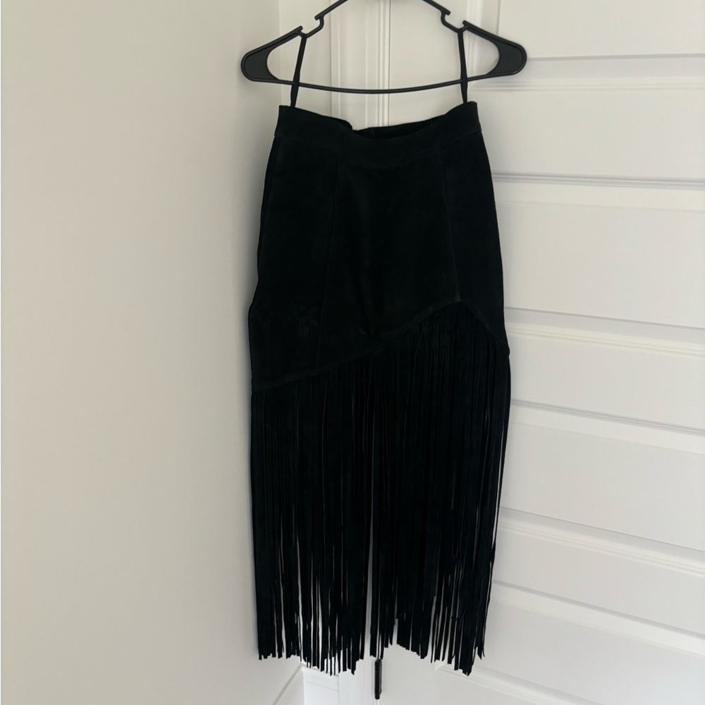 FREE PEOPLE Suede Fringe skirt XS NEW WITH TAGS